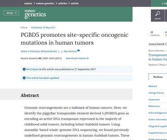 PGBD5 promotes site-specific oncogenic mutations in human tumors
